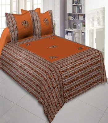 Traditional Embroidery Patchwork Sanganeri Cotton Double Bed Sheet