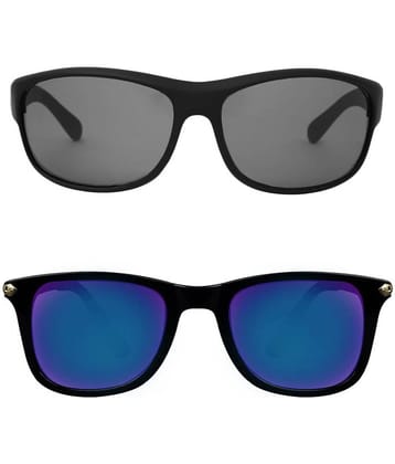 Kanny Devis - Black Wrap Around Sunglasses ( Pack of 2 )
