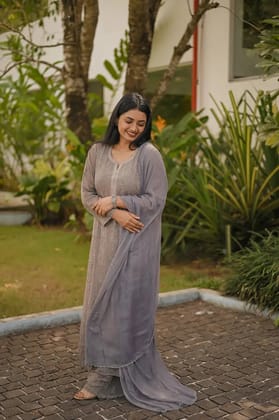 Viscose Plazzo Set - Mink Grey-Mink Grey / Viscose / S