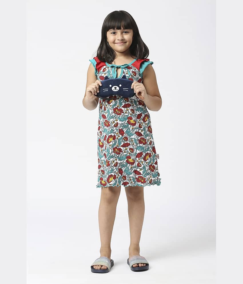 Sini Mini Cotton A-line Dress For Girls ( Pack of 1 , White )