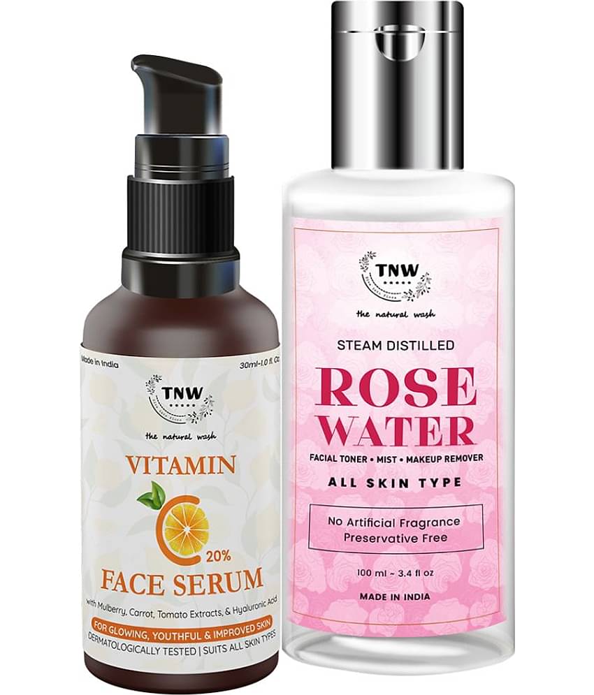 TNW - The Natural Wash Rose Water 100ML & Vitamin C Face Serum Face Serum 130 mL Pack of 2