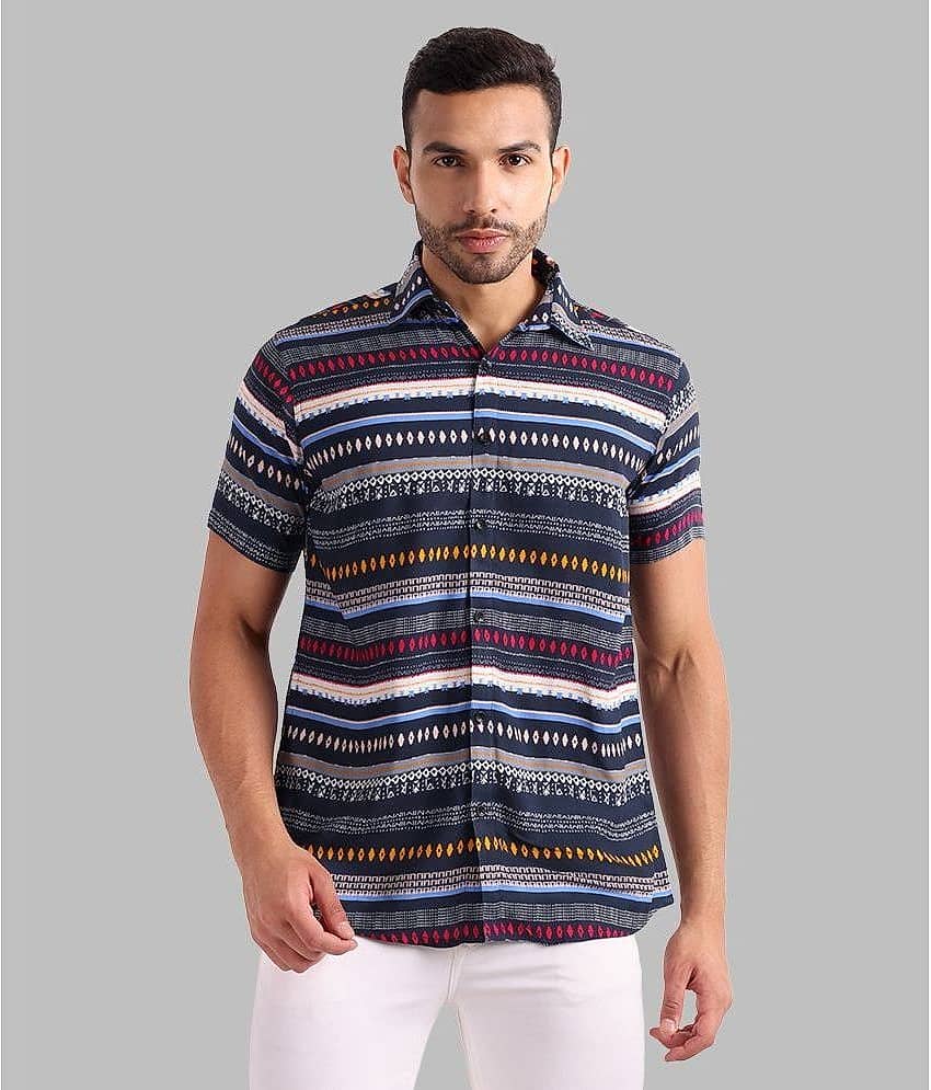 Vida Loca - Navy Rayon Slim Fit Men's Casual Shirt ( Pack of 1 )