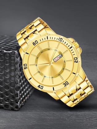 Gold Day-Date Function Casual Analog Watch for Men LR134
