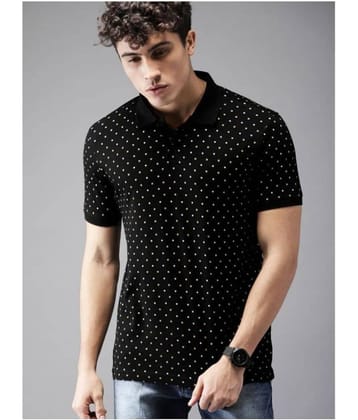 Leotude Pack of 1 Cotton Regular Fit Printed Men's Polo T Shirt ( Black )