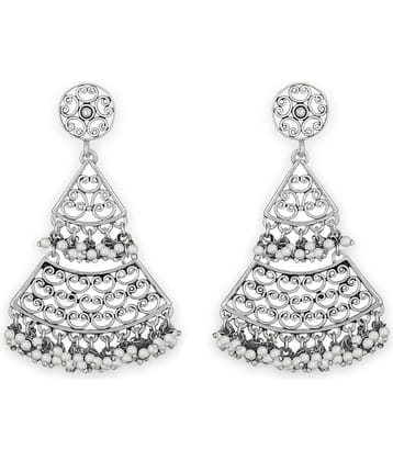 Spargz Filigree Triangular Oxidize Rhodium Plated Festive Wear Dangle Earring For Women