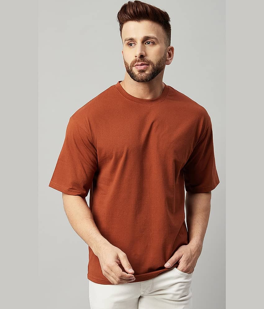 Gritstones Pack of 1 Cotton Blend Regular Fit Men's T-Shirt ( Brown )