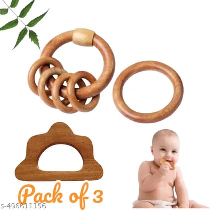 Organic Neem Wood Sensory Toy Rattle for Early Development Organic Neem Wood Sensory Toy Rattle for Early Development