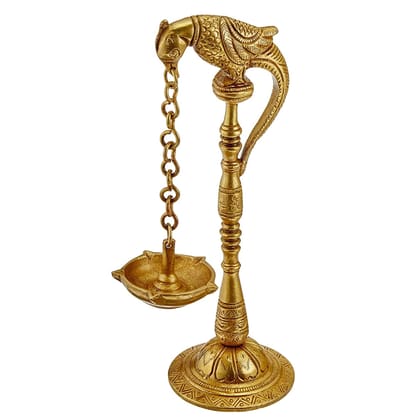 Brass Table Decor Oil Lamp Murga Deepak  - Antique Brass Deepak for Festival Use, Height : 6.3 Inch (BSMAS1228 C)