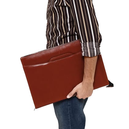 Katyani Leatherette Files Folders / Document Bag With Adjustable Handles (20 Leaf, Size: B4, Color: Brown)