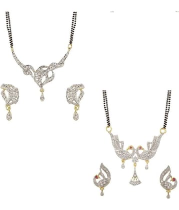 YouBella American Diamond Mangalsutra & Earrings - Set of 2