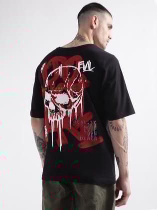 Punk I-DO-NOT-CARE Black Oversized Tshirt-M / Black