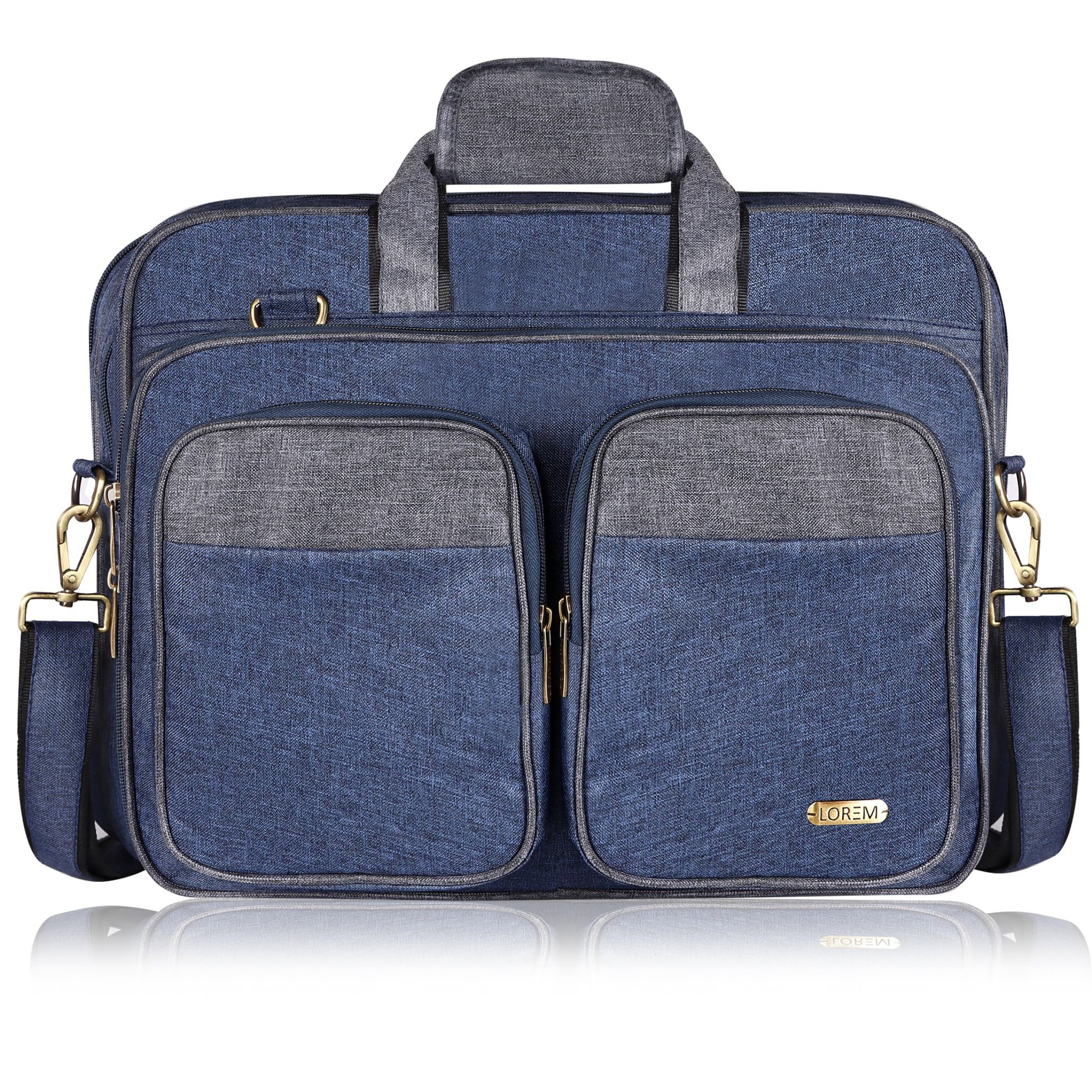 LOREM Blue & Grey Color Linen fabric 28L Laptop Messenger Bag For Men BG99