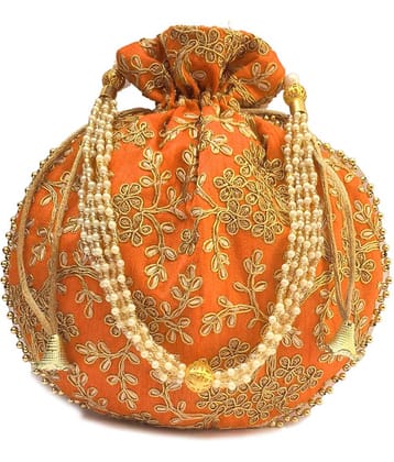 Bulbul Orange Silk Potli