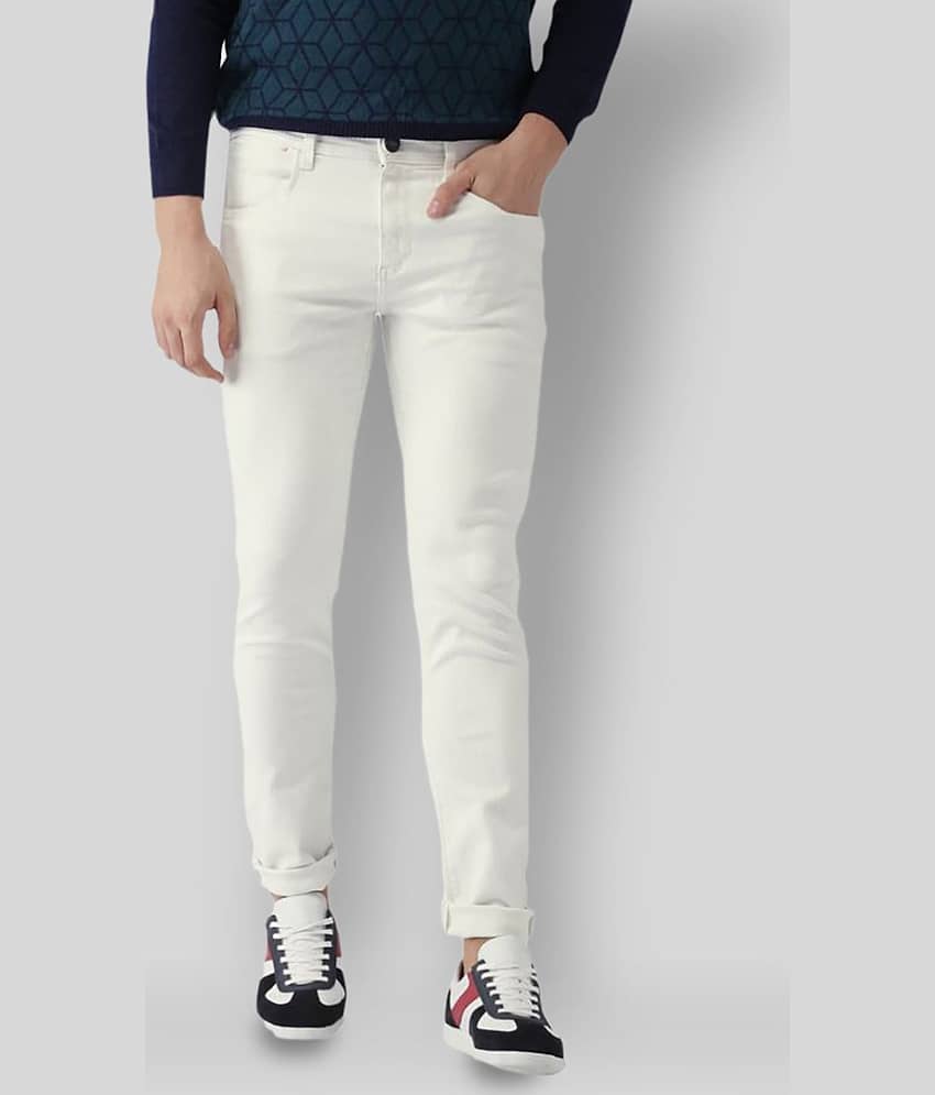 HALOGEN - White Cotton Blend Skinny Men's Jeans ( Pack of 1 )