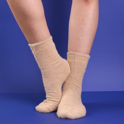 ULTRA SOFT-BEIGE FURRY - Cozy & Everyday Wear-Pack of 1-Pair