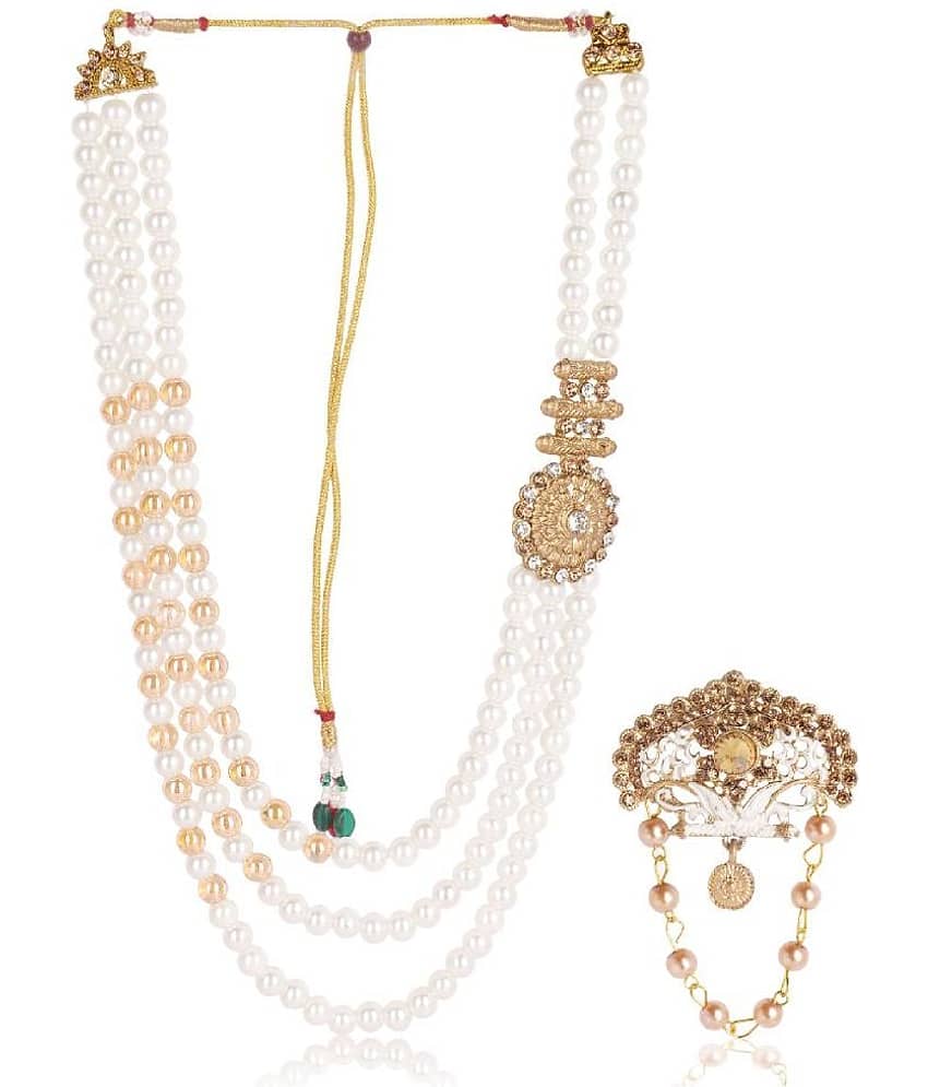 Dulha groom sherwani Necklace/Moti Mala for Men for wedding | Groom Mala and Brooch Set