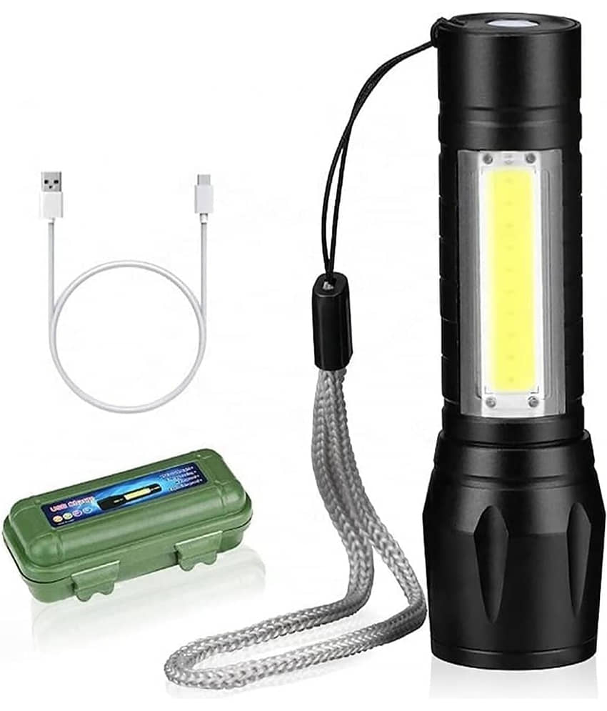 QitmirMKT Small Powerful LED Flashlight Light Mini Waterproof Portable - 10W Rechargeable Flashlight Torch ( Pack of 1 )