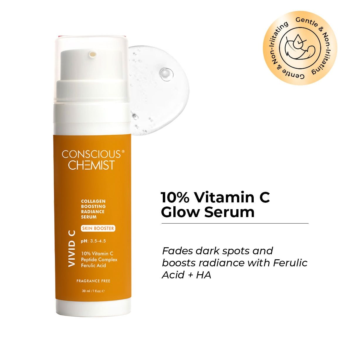 Conscious Chemist 10% Vitamin C Face Serum, For Glowing Skin - 30 ml