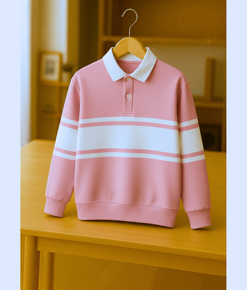 Try This Men Cotton Blend Regular Fit Colorblock Polo T Shirt ( Pink )
