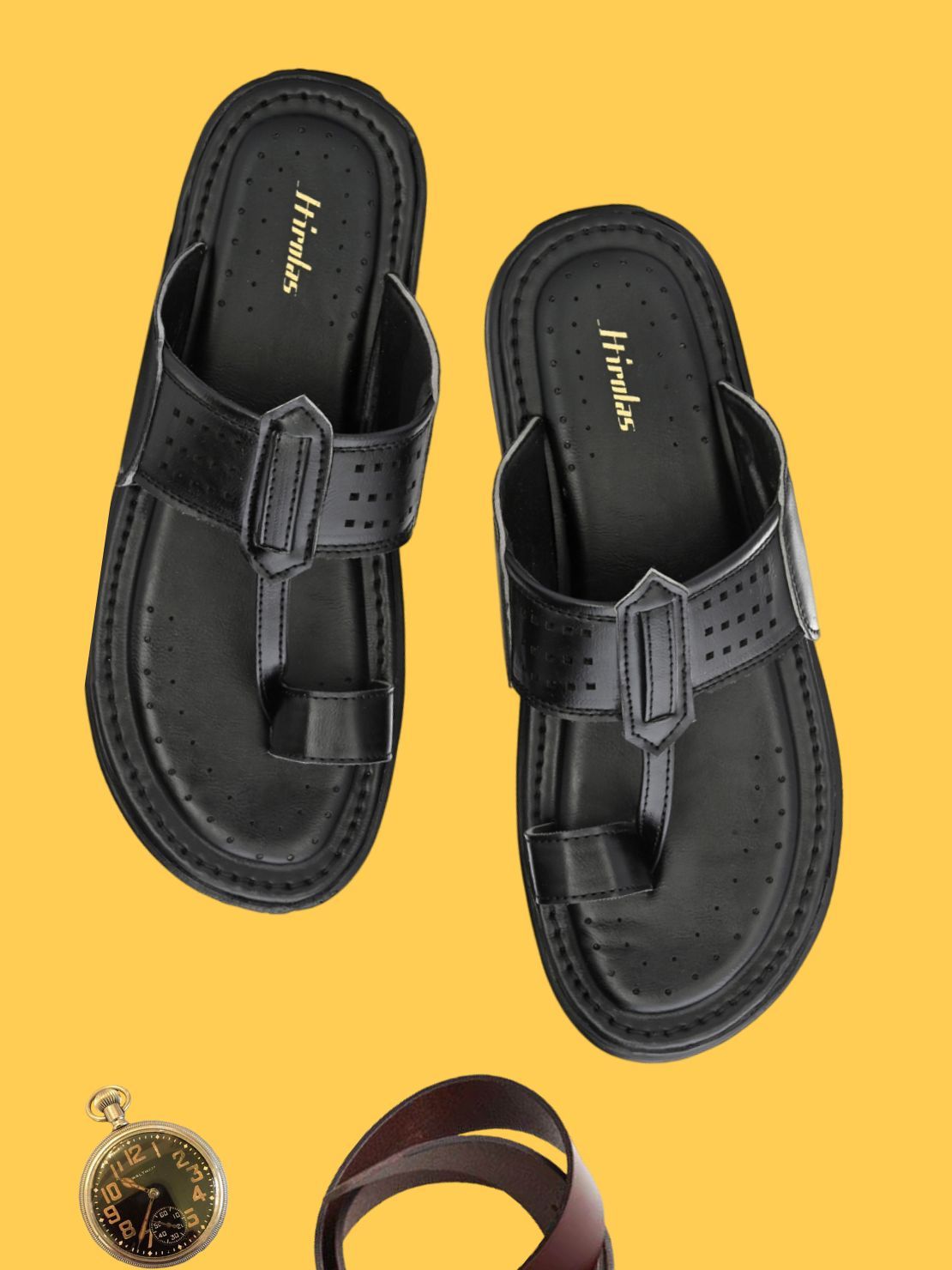 Hirolas® Men's Black Comfortable Office Slippers (HROMSL08BLK)