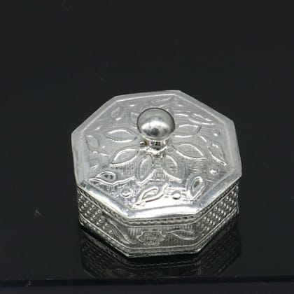 925 sterling silver trinket box, kajal box/casket box bridal polygon shape sindur box collection, container box, eyeliner box gifting stb358