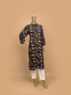 Bagru Print Long Kurta Black, Size-XL