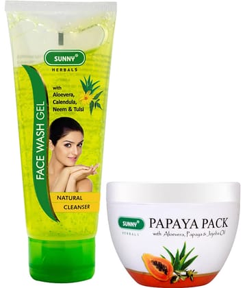 SUNNY HERBALS Papaya Pack 150 gm and Neem Tulsi Face Wash 110 mL