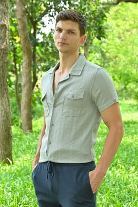 Walker - Structured Pocketed Plain Shirt - Grey-XL-44 / GREY