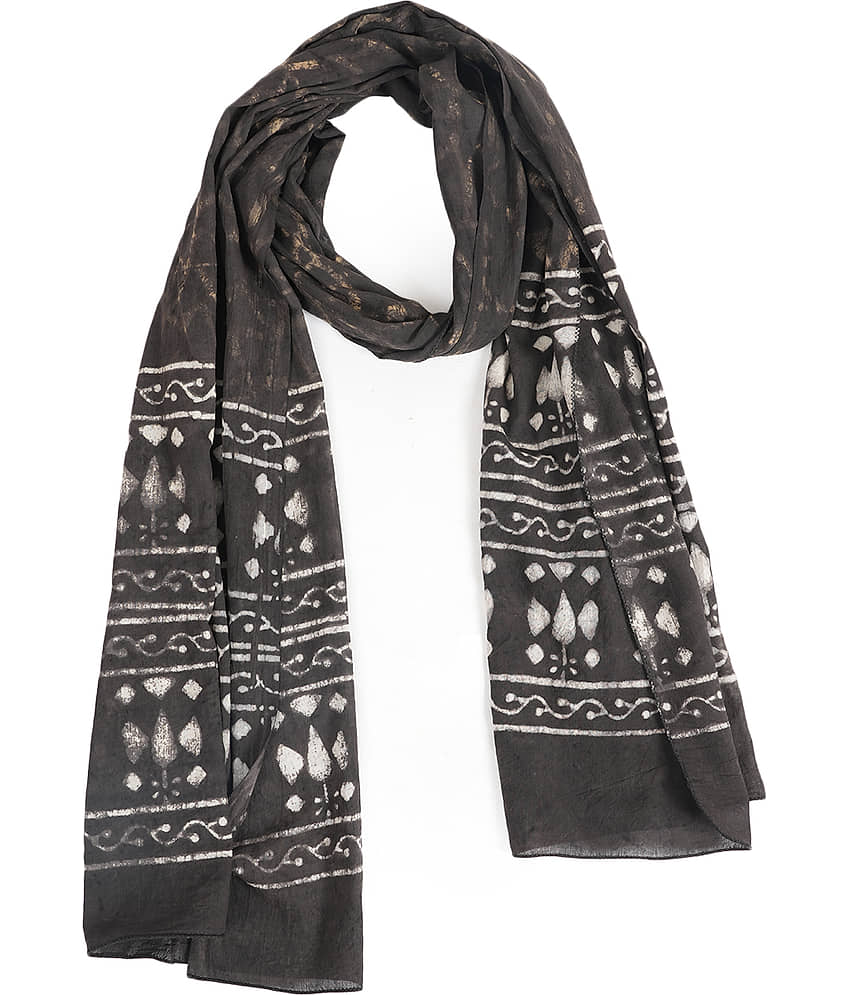 STYLE SHOES Black Cotton Blend Women's Scarf ( Pack of 1 )