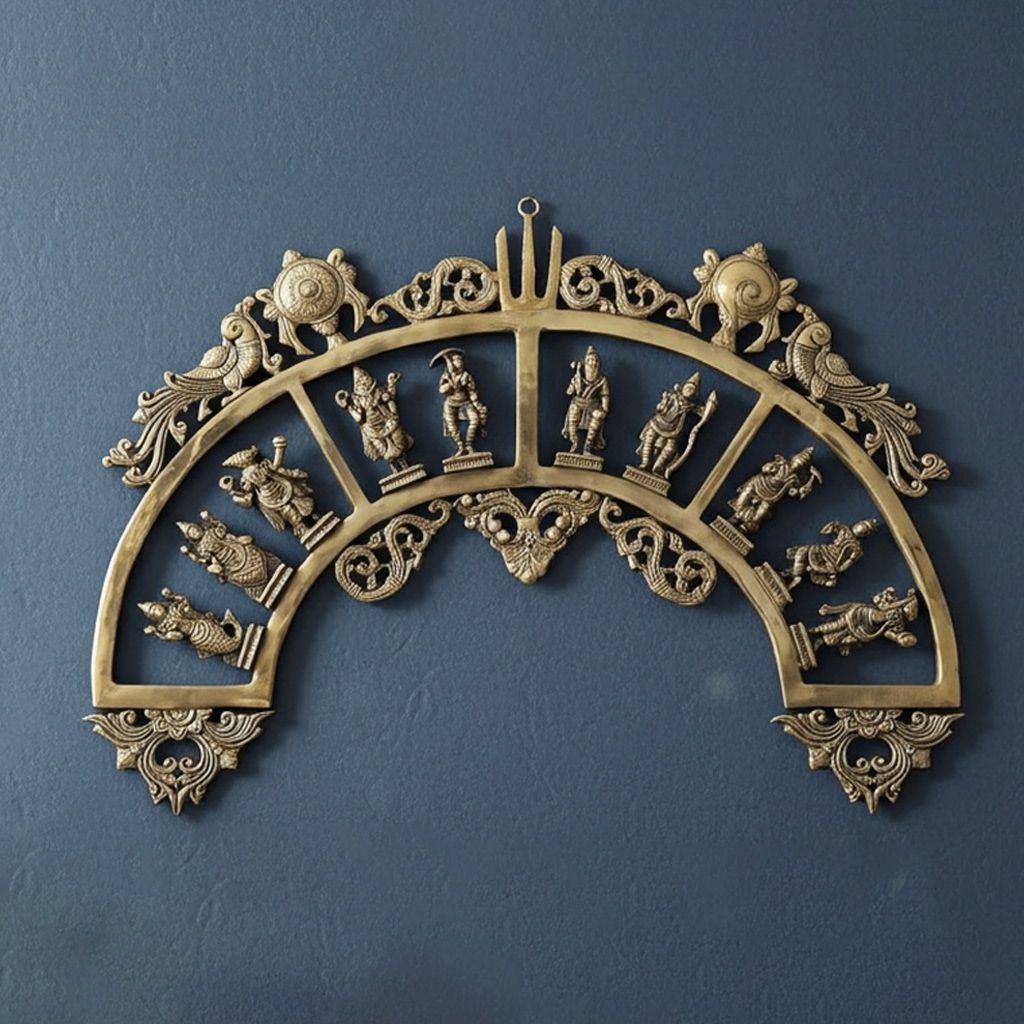 Brass Showpiece Das Avatar Wall Hanging Circle Small Statue, Height : 18 Inch (BSMAS1309 B)