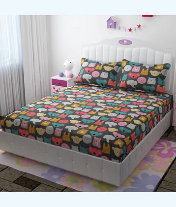 Kraftiq Homes Microfiber 1 Double Bedsheet with 2 Pillow Covers ( Multicolor )