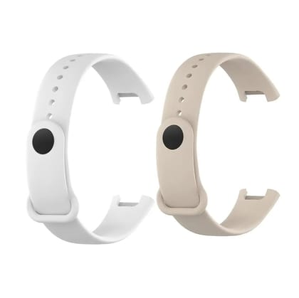 Valente Soft Silicon Band Strap Compatible for Redmi Band Pro (Pack of 2)-White & Cream