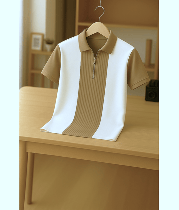 Try This Men Cotton Blend Regular Fit Colorblock Polo T Shirt ( Green )