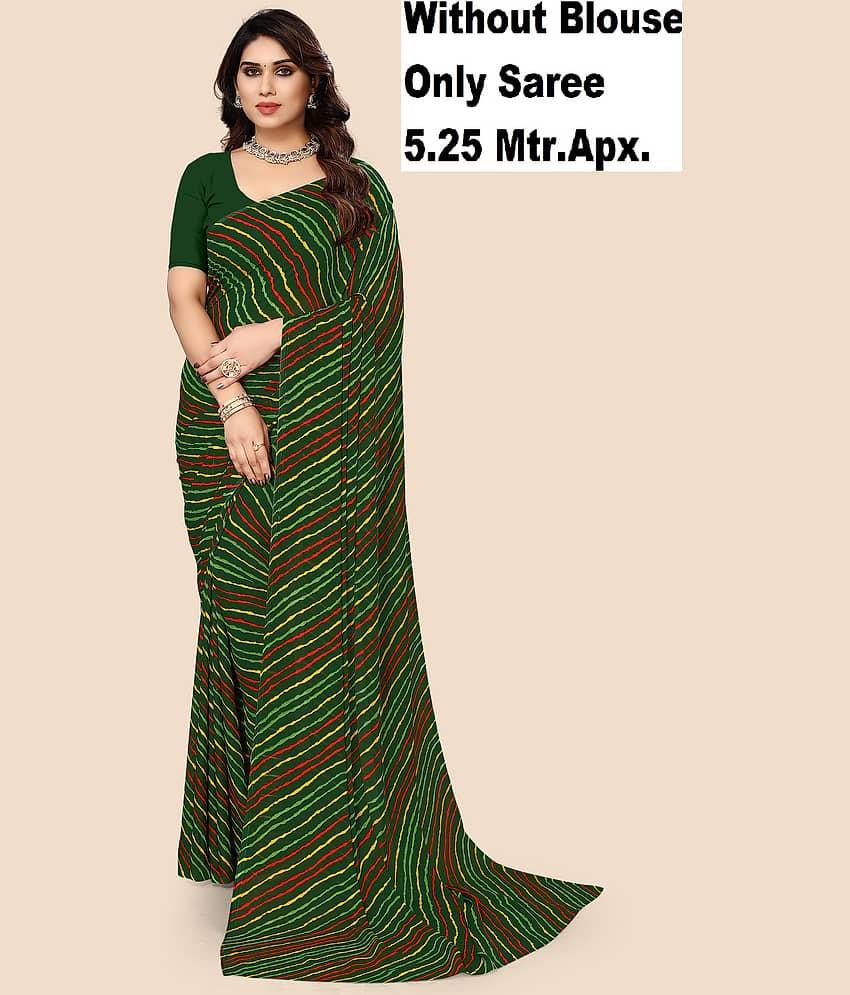 Kanooda Prints Georgette Printed Saree With Unstitched Blouse Piece ( Navy Blue )