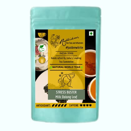 STRESS BUSTER Milk Oolong Leaf - A Soothing Brew for Energy & Relaxation (50 gm - Makes 25 Cups of Tea) by M/S RADHIKAS FINE TEAS AND WHATNOTS
