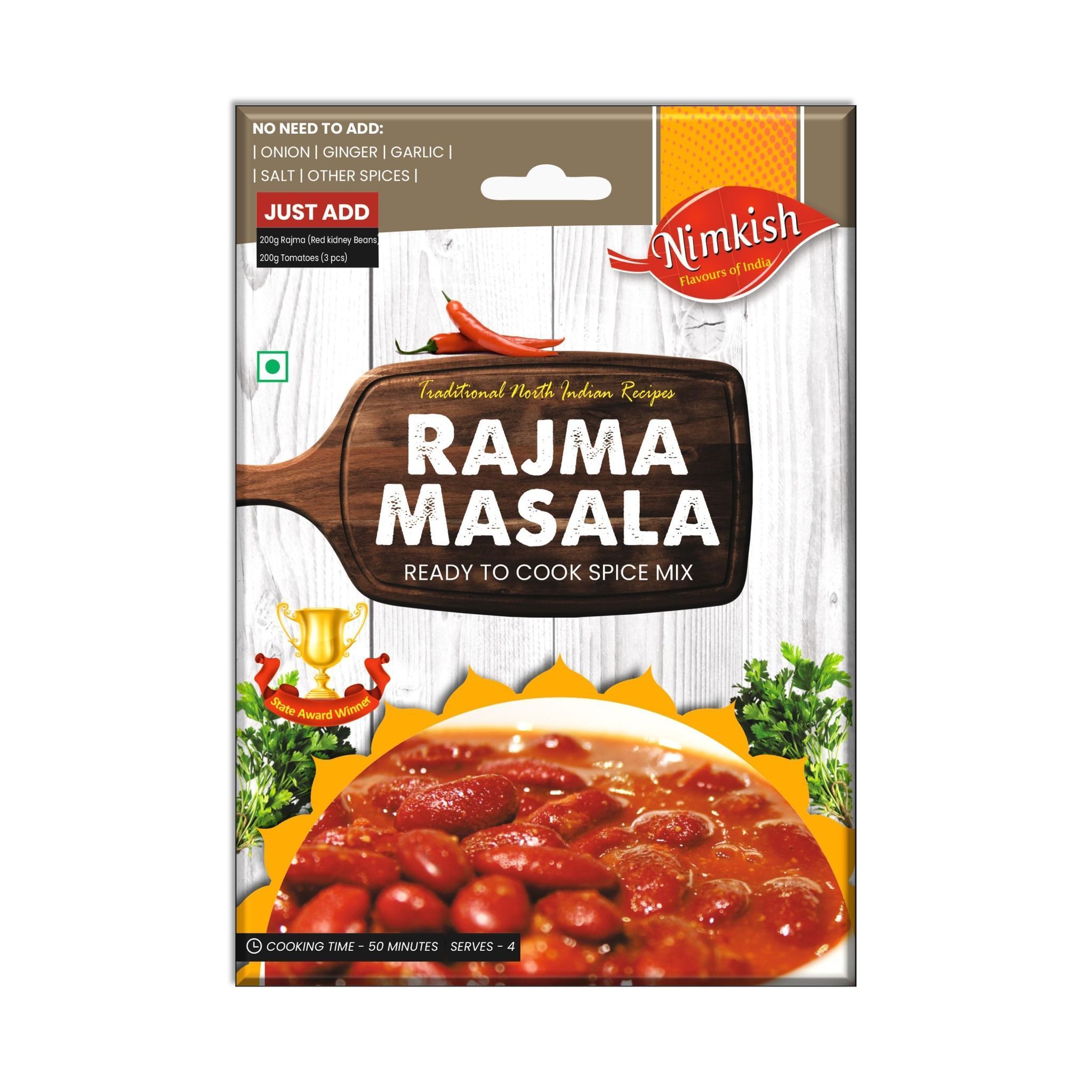 Nimkish Rajma Masala Ready to Cook Spice Mix | 60g | Onion Ginger Garlic Already in Mix | Himalayan Recipe