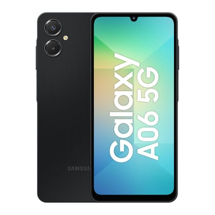 Samsung Galaxy A06 5G (Black, 4GB RAM, 64GB Storage) | 50MP Dual Camera | 4 Gen OS Upgrades | IP54 Rating | Voice Focus Samsung Galaxy A06 5G (Black, 4GB RAM, 64GB Storage) | 50MP Dual Camera | 4 Gen OS Upgrades | IP54 Rating | Voice Focus - Black / 4GB 