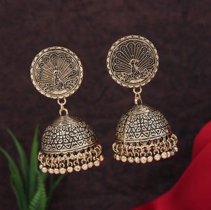 Antique Gold/Silver Plated Multicoloured Jhumki Earring- AER 3184