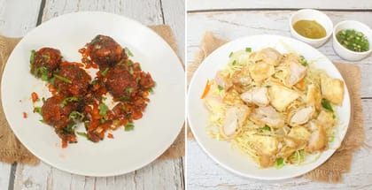 1 x Mixed Hakka Noodles, 1 x Veg Manchurian, 1 x Chicken Hot And Sour Soup