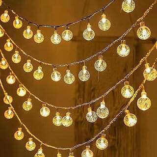 Minha  Round White Crystal Ball Decorative LED Color Changing Fairy String Lights for Diwali Decoration - Diwali Lights,
