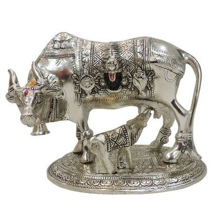 Aluminium Cow Statue � Artistic Religious Showpiece, Height : 6 Inch (ASMAS477 S)
