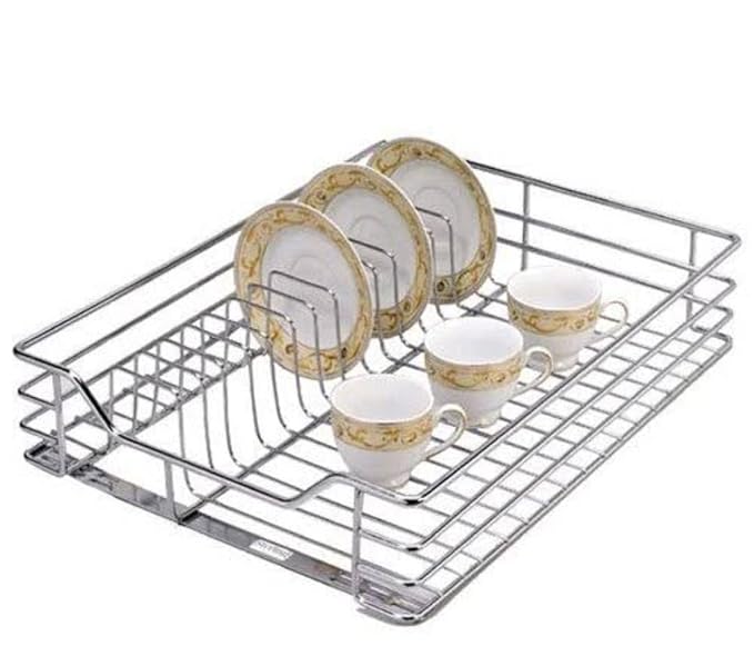 ADISON Stainless Steel Modular Kitchen Drawers Baskets, Heavy Duty 60 kg Capacity, Pack of 1, Made in India All Styles AVAILABLES with Sizes (17 * 20 * 4 INCH Cup and Saucer Basket)