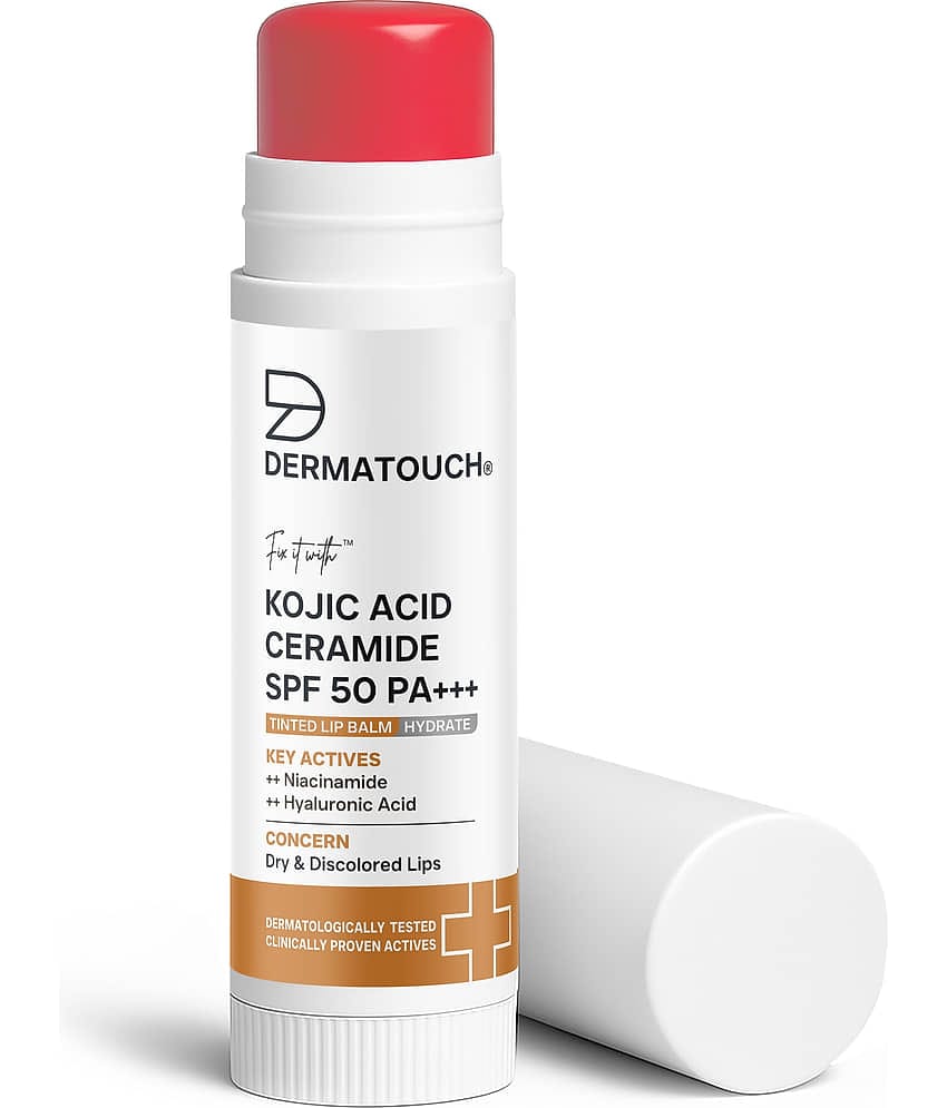 DERMATOUCH Kojic Acid Ceramide SPF 50 PA+++ Light Rosy Lip Balm - 5g Moisturizing, Sun ProtectionReduces Pigmentation & Heals Dry Lip