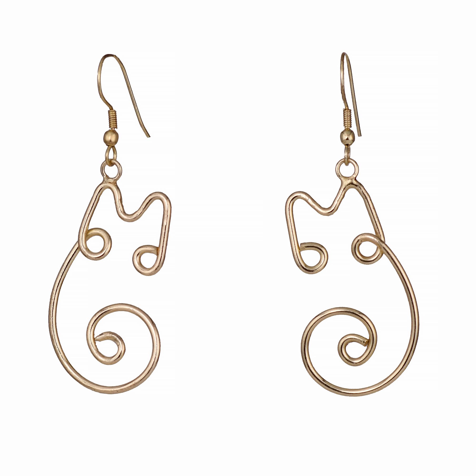 Handcrafted Cat Design Brass Earring