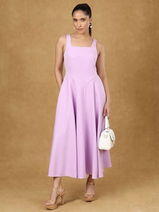 Lavender Strappy Fit and Flare Dress-XS