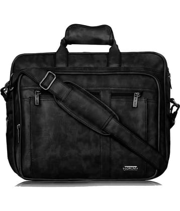Lorem Black Faux Leather Office Bag