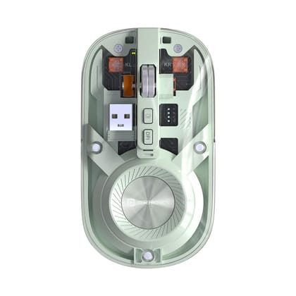 Portronics Toad 8 Transparent Wireless Bluetooth Mouse with Dual Wireless (BT plus 2.4 GHz), Rechargeable Battery, Noise-Free Clicking, Show by Hide Desktop, Multi-Device Pair, Adjust Sensitivity (Green)