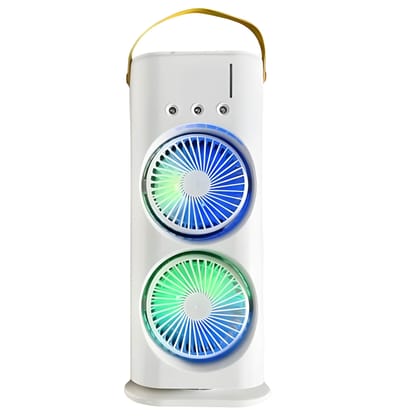 Portable Double Air Cooler Fan | Dual Head Mini Air Cooling Fan with Water Cooling & USB Power | Home Improvement Personal Air Cooler for Bedroom, Office & Travel