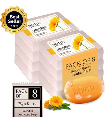 Richfeel Antibacterial Calendula Acne Soap Soap for Normal Skin ( Pack of 8 )