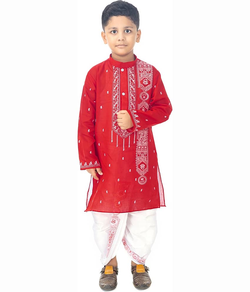 s muktar garments Baby Boys Cotton Blend Ethnic - Pattern Dhoti Kurta Set ( Off White , Pack of 1 )